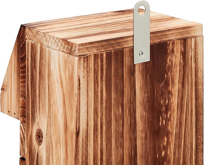 Cleaning Flap Bird Nesting Box with Burnt Effect for Outdoors