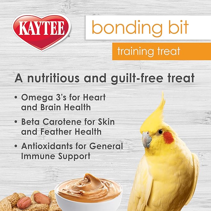 Kaytee Pet Bird Bonding Bits Training Treat for Conures, Cockatiels, Lovebirds, Parakeets, Amazons, African Greys, Ecletus, Pionus, Cockatoos and Macaws, 3 oz