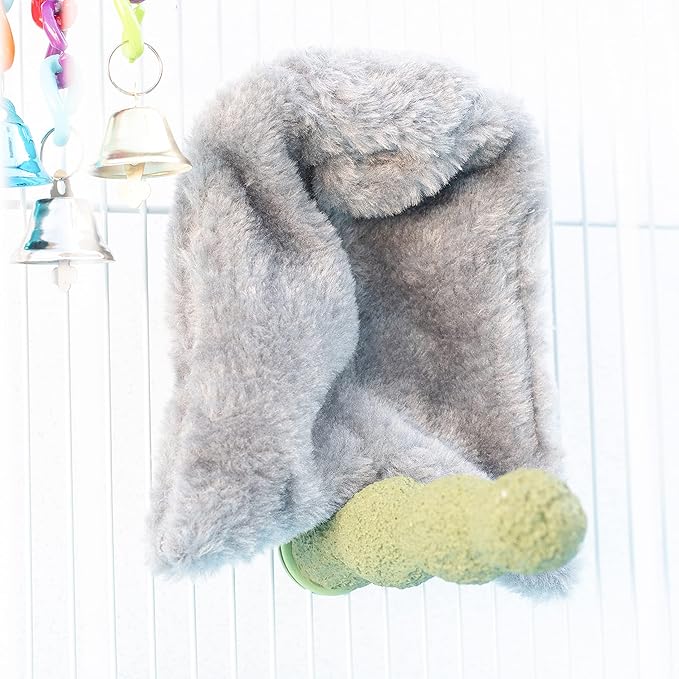 Bird Blanket Cozy Warm Plush Cuddle Nest Hanging Toy Fleece Sunggle Hut House Bed Hammock Shelter for Parakeet Cockatiel Grey Toy for Bird Cage Comfort Corner Large Medium Small (Large)