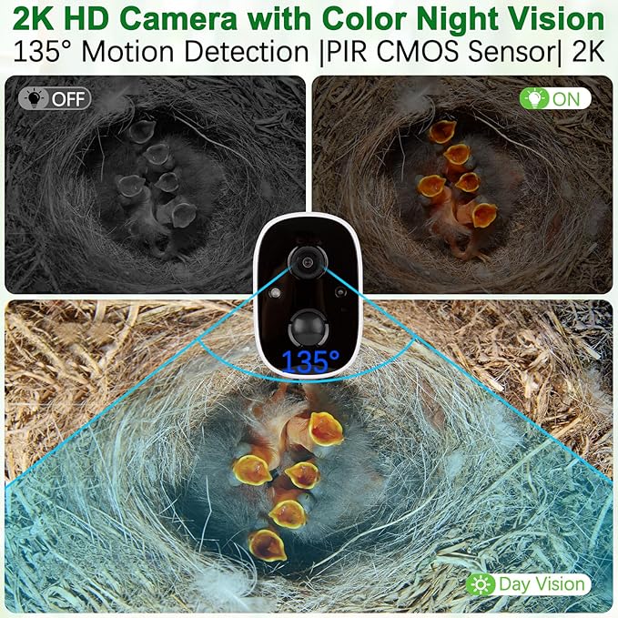 Bird House with Camera Solar Powered,2K HD Bluebird House with Camera Inside Solar Powered,Watch Nesting in Real Time,2.4G WiFi,Night Vision,Motion Detection&App Notification,Gift for Bird Lovers