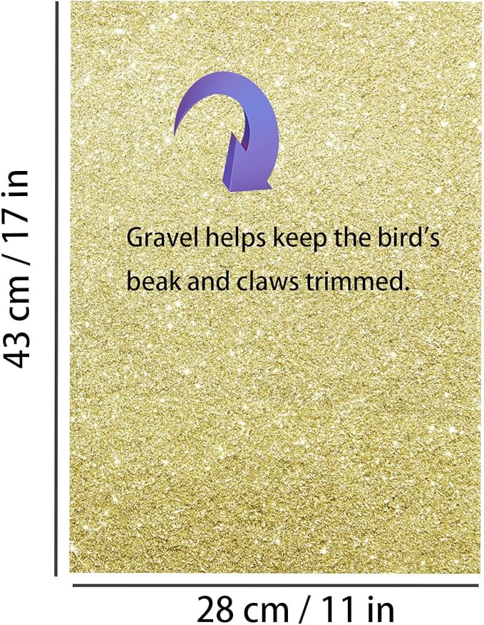 Gravel Paper for Bird Cage,BirdCage Liner Papers Cuttable Gravel Liner Sea Sand Paper Pet Animal Cages Cushion Great for Hard-Billed Birds Parrot | Clean Safe & Aids in Digestion (20 PCS - 17" x 11")