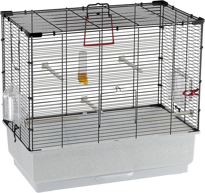 Ferplast Bird Cage Piano 4, Canary Cages, Small Bird Cage, with Bird Feeders, Bird Drinker Water Dispenser, 59 x 33 x h 55 cm, with Accessories, Removable Tray
