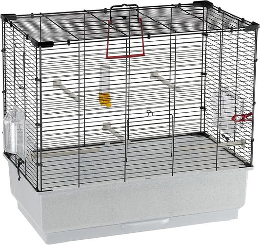 Ferplast Bird Cage Piano 4, Canary Cages, Small Bird Cage, with Bird Feeders, Bird Drinker Water Dispenser, 59 x 33 x h 55 cm, with Accessories, Removable Tray