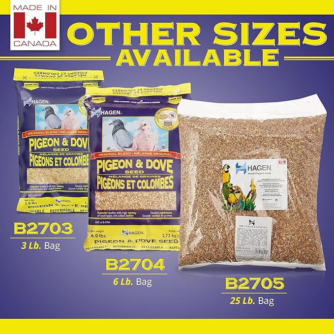 Hagen Pigeon & Dove Seed - Original Formula Bird Food, 6 lb Bag – Nutritionally Complete Seed Mix with Vitamins & Minerals – Wild & Captive Bird Diet – Insect-Resistant Air-Tight Packaging