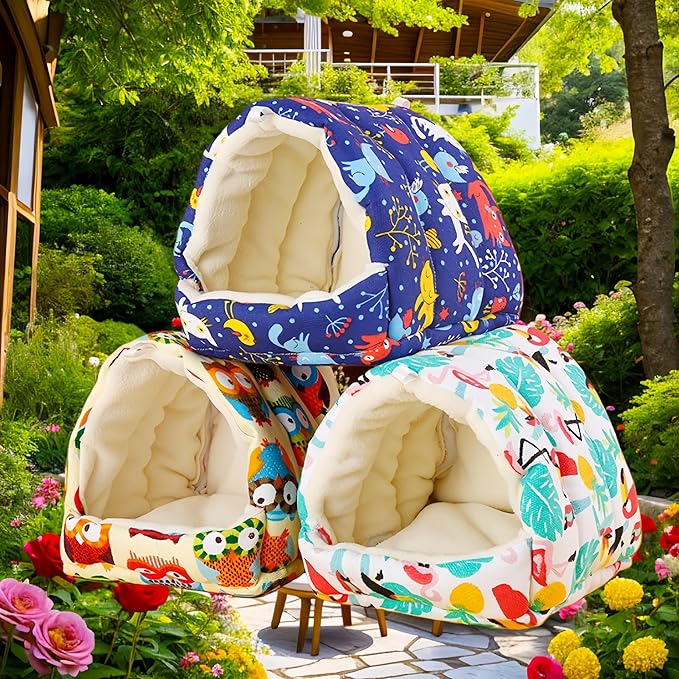 Bird Nest Plush Snuggle Hanging Hammock Bird Cave Parrot Sleeping Bed Shed Hut Hanging Tent for Hamster Macaw Budgies Parakeet Cockatiels Lovebird-Parrot (White)