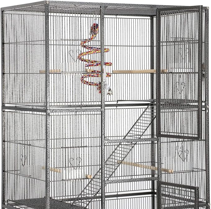 Topeakmart 3 Level Ferret Chinchilla Sugar Glider Squirrel Small Animal Cage, Black