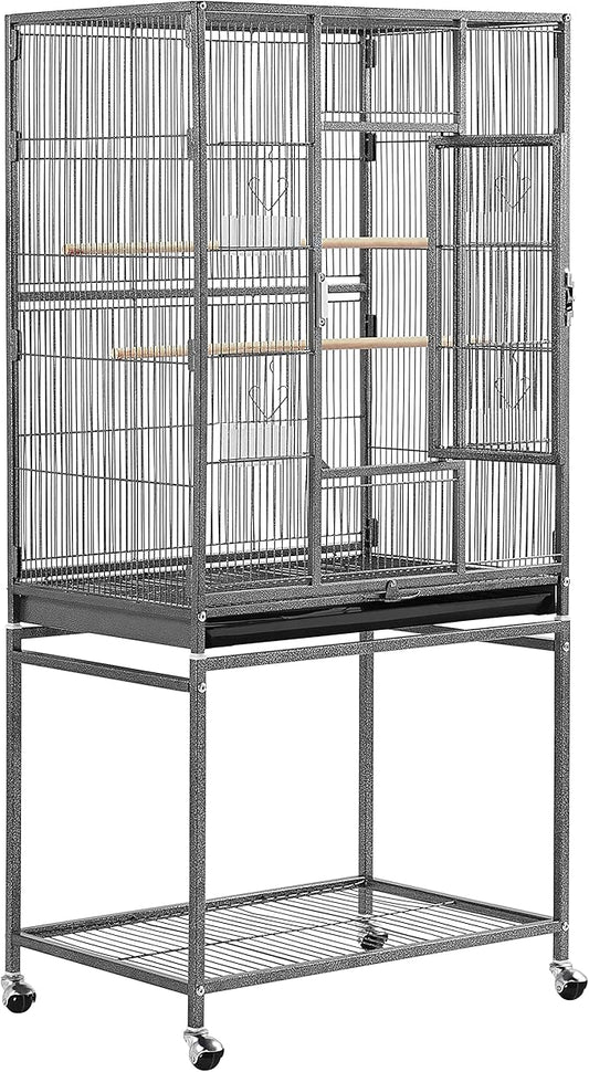 Topeakmart 53.7-inch Bird Cage with Stand Wrought Iron Construction Bird Cage for Parrots Cockatiels Conures Parakeets Budgies Finches Birdcage