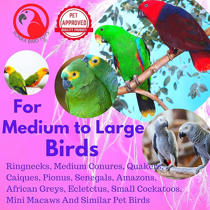 Bonka Bird Toys 3749 Big Trio Blocks N Cube Wooden Chew Toy with Rope and Blocks for Medium to Large Birds Cage Play