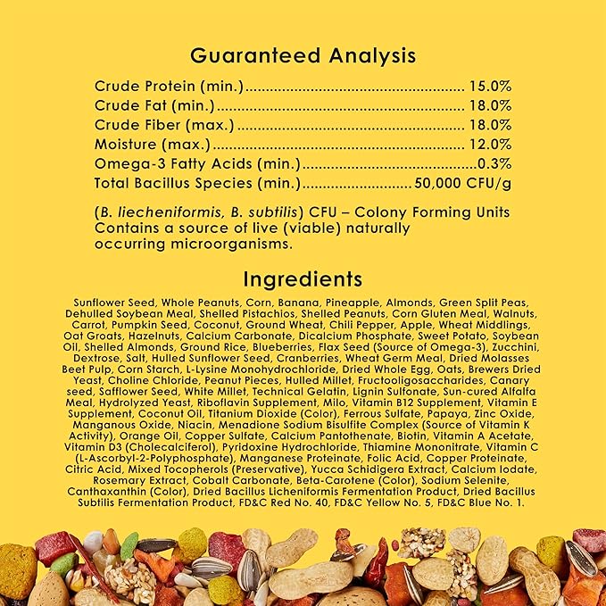 Kaytee Fiesta Big Bites Macaw Food, Nutritious and Fun Blend, Supports Skin, Feather, Digestion, Brain and Heart Health, 10 pounds