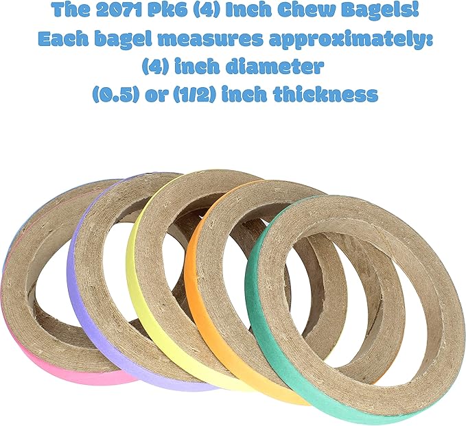 Bonka Bird Toys 2071 pk6 4 Inch Chew Bagels Foraging Parrot Quaker Macaw African Grey Cockatoo