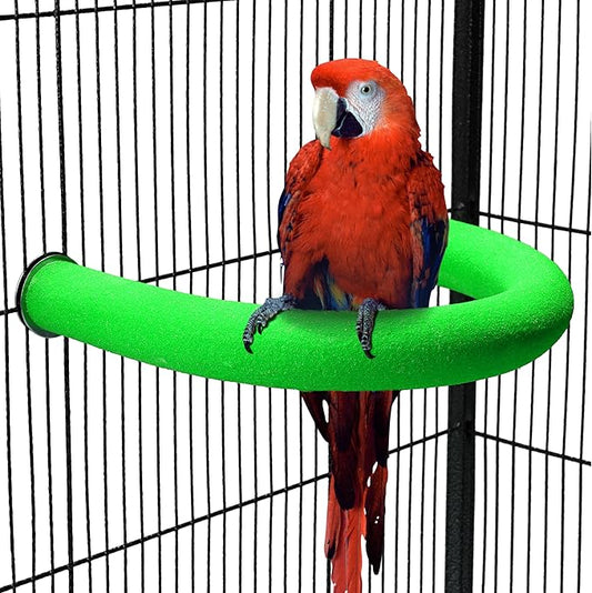 FrgKbTm U Shape Parrot Perch Stand Toy Bird Platform Sand Paw Grinding Clean Stick Exercise Conure Budgie Cockatiel Cage Accessories (Green)