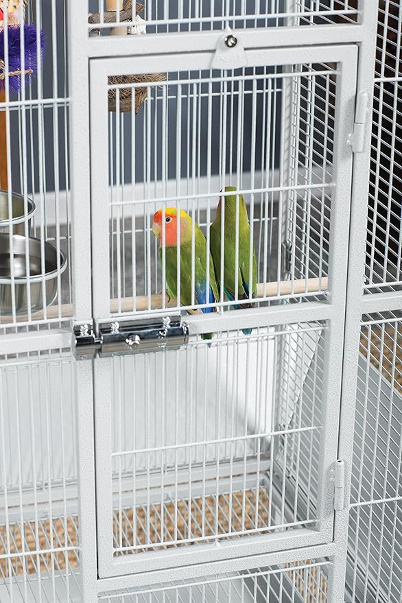 Prevue Pet Products Wrought Iron Select Bird Cage - Steel Cage with Rolling Stand and Seed Guards, Durable Design, Ideal for Cockatiels and Medium Birds - Pewter Hammertone