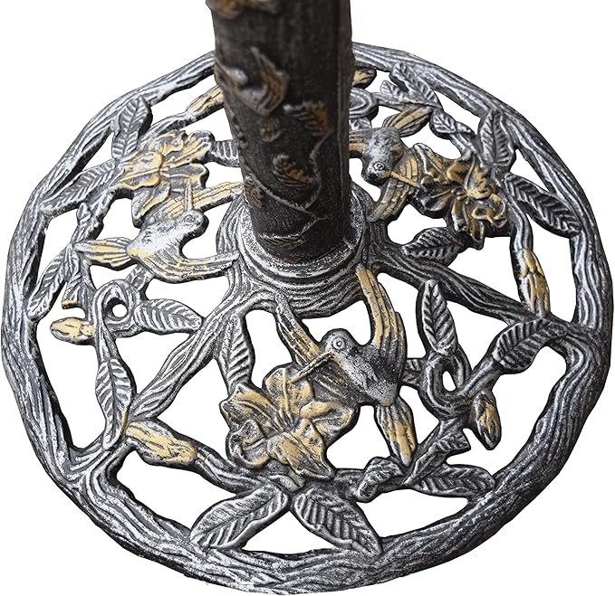 Oakland Living 5131AP Antique Pewter Hummingbird Design Aluminum Birdbath, Silver