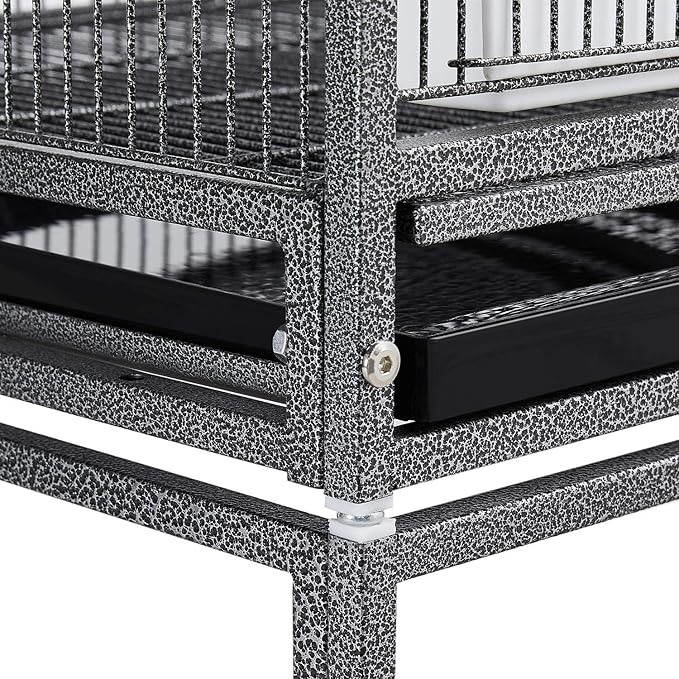 Topeakmart 2 Pack Divided Breeder Parakeet Canary Lovebird Finch Budgie Bird Cages W/Rolling Stand