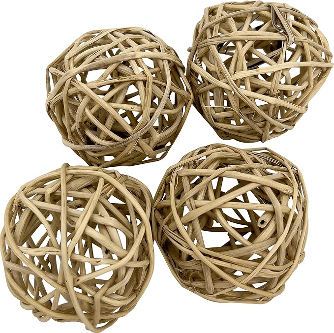 5054 Medium Natural Vine Balls - Handwoven rattan vine balls, Completely chewable, Lightweight, Delightful fun for sm and med size birds, Budgie Cockatiel Conure Quaker Lovebird Parrotlet