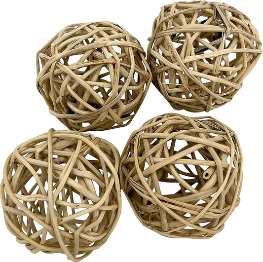 5054 Medium Natural Vine Balls - Handwoven rattan vine balls, Completely chewable, Lightweight, Delightful fun for sm and med size birds, Budgie Cockatiel Conure Quaker Lovebird Parrotlet