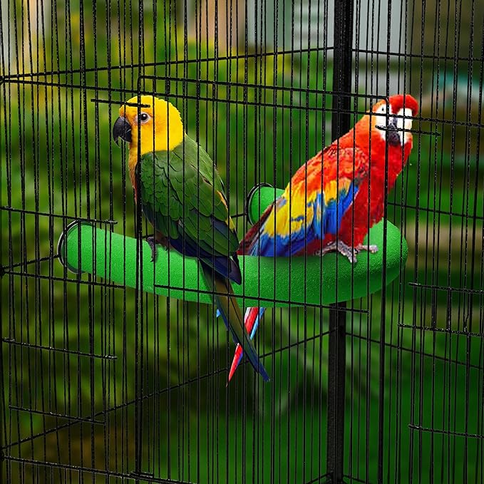 FrgKbTm U Shape Parrot Perch Stand Toy Bird Platform Sand Paw Grinding Clean Stick Exercise Conure Budgie Cockatiel Cage Accessories (Green)