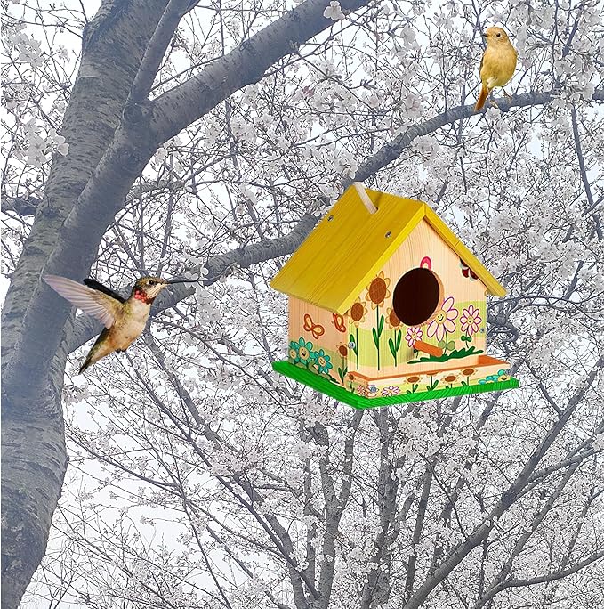 Parakeet Nest Warm Box, Bird Breeding Box, Parrot Wood House Nesting Box, Parrotlets Budgie Mating Box, Aviary Cage Box for Lovebirds, Cockatiel, with Birds Stand Perch (6 Inch)