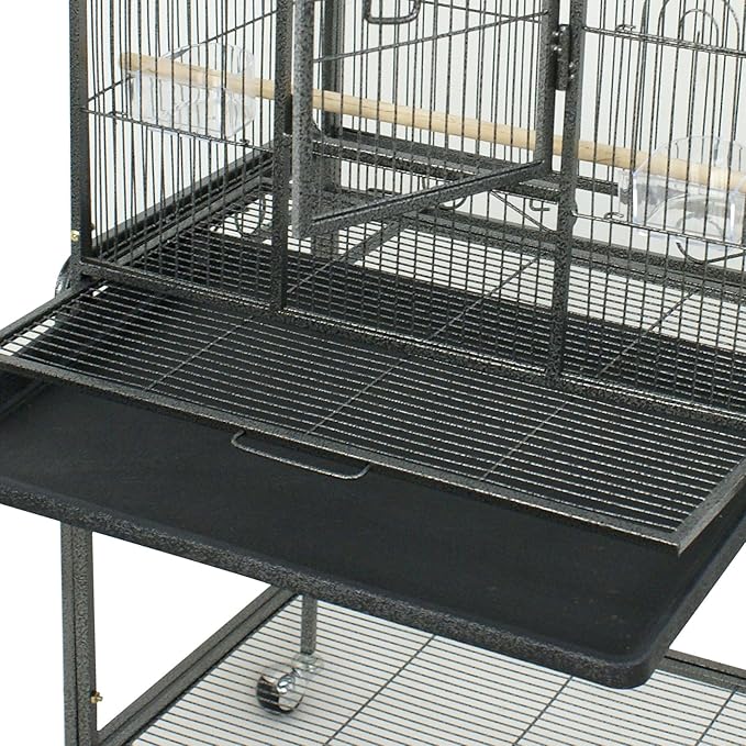 Nova Microdermabrasion 53-Inch Large Wrought Iron Bird Cage with Stand and Perch for Parrots, Cockatiels, Parakeets, and Macaws (Black)