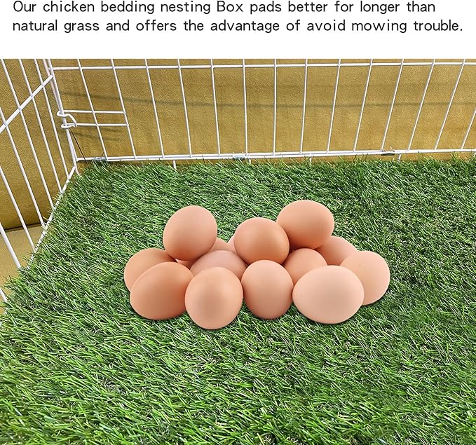 PINVNBY Washable Chicken Nesting Box Pads 6 Pcs Reusable Hens Nest Bedding Artificial Grass Rug Carpet Fake Synthetic Turf Mat for Chickens Coop Garden Lawn Indoor Outdoor(12 x 12 x 0.78 Inches)