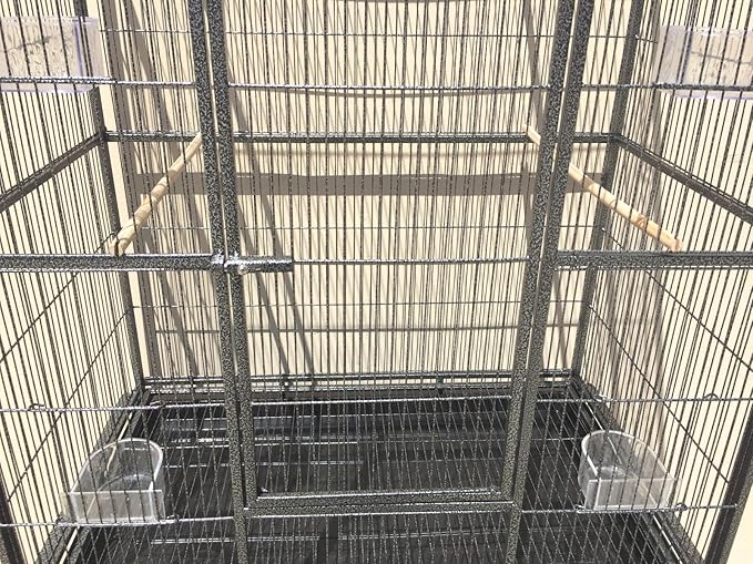 54" Large Wrought Iron Metal Bird Flight Breeder Cage with Side Breeding Nest Doors with Removable Rolling Stand