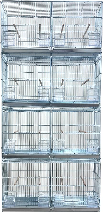 LOT of NO Rust Stainless Galvanized Zinc Plated Stackable Breeder Bird Flight Cage with Removable Center Divider and Breeding Nest Doors