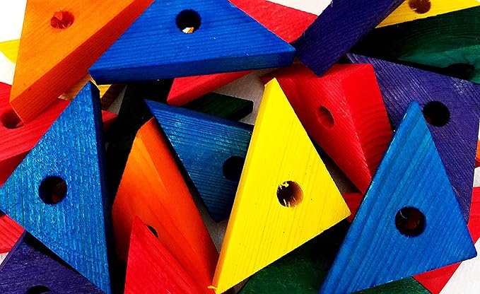 Wooden Colored 24 Triangles Bird Parrot Toy Parts African Grey Macaw Amazon