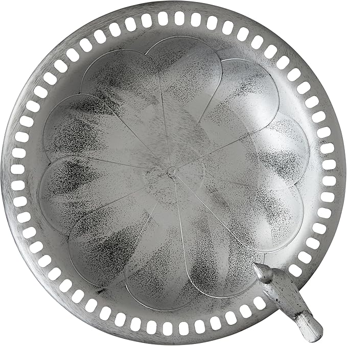 Backyard Expressions Outdoor Garden Bird Bath with Bird - Silver - Weather Resistant Polyresin - 30 Inch
