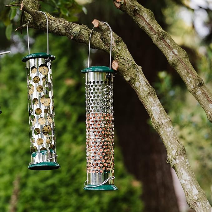 Peckish 60053039 All Weather Suet and Peanut Metal Bird Feeder, Silver, Large