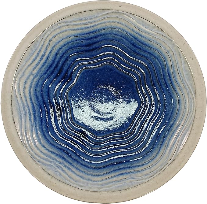 Ceramic Bird Bath for Outdoors, 18" H Weather-Resistant Birdbath for Garden Bird Watching, Pedestal Glazed Birdbaths, Sapphire Blue