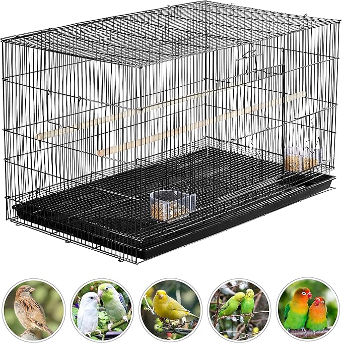 Topeakmart Pet Products Stackable Rectangle Flight Bird Cages for Small Birds Parrots Parakeets Cockatiels Conures Budgies Lovebirds Canaries Finches w/Slide-Out Tray
