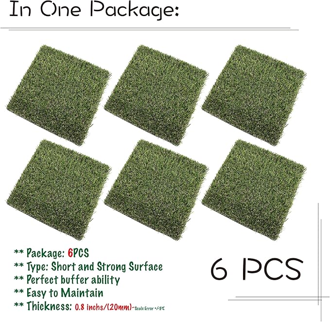KuGuo Soft Plastic Fake Lawn Chicken Nesting Boxes Pads Chicken Bedding 12 x 12 inches (Short-Middle Grass-6PCS)
