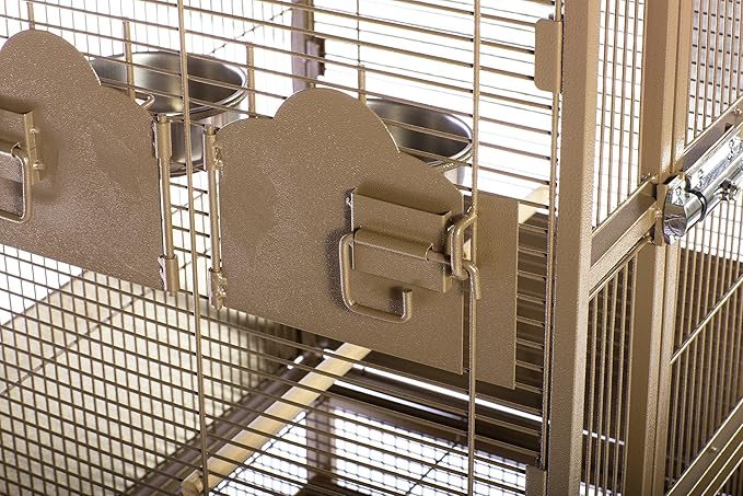 Prevue Pet Products Park Plaza Bird Cage - Small Cocoa Brown Steel Cage with Rolling Stand, Dual Locks, Seed Guards, and Perch, Ideal for Parakeets, Cockatiels, & Small-Medium Birds - Cocoa Hammertone