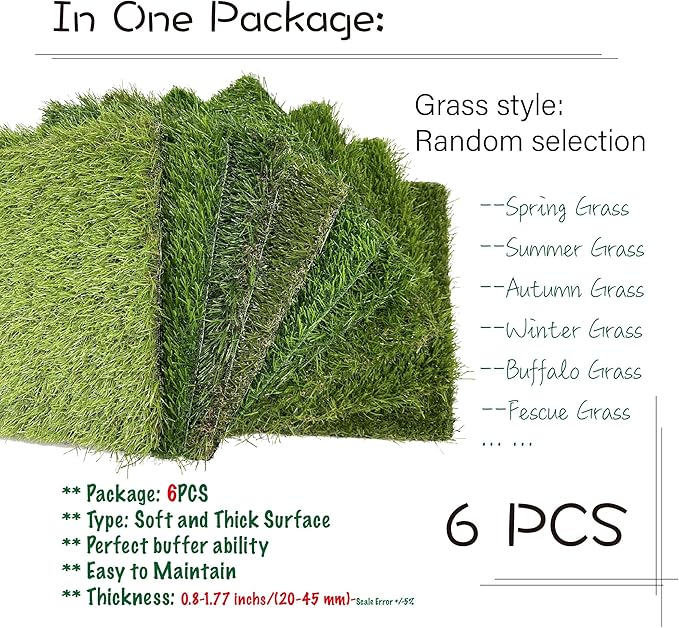 KuGuo Soft Plastic Fake Lawn Chicken Nesting Boxes Pads Chicken Bedding 12 x 12 inches (Mix Grass Style Mixed pack-6PCS)