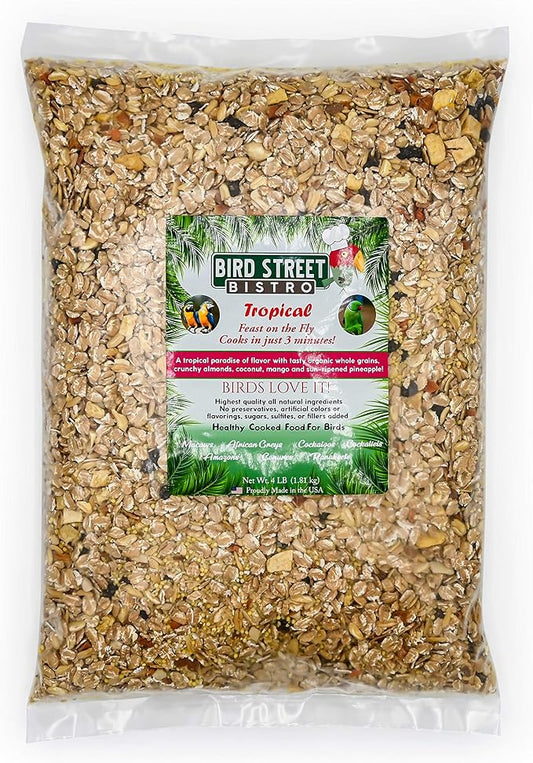 Bird Street Bistro Parrot Food - Parakeet Food - Cockatiel Food - Bird Food - Cooks in 3-15 min with Natural Grains - Legumes - Non-GMO Fruits, Vegetables, & Health Orientated Spices
