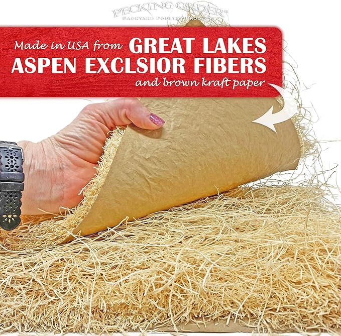 Nest Box Pads for Chicken Nesting Boxes - 13 x 13 Pads Made in USA from Sustainably Sourced Aspen Excelsior (10 Pack)