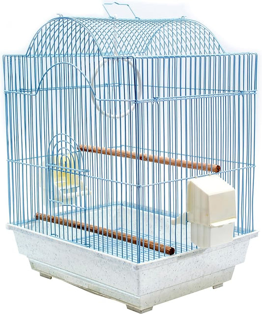 Penn-Plax Bird-Life Bird Cage Starter Kit with Accessories - White Arched Cage - for Parakeets, Lovebirds, Parrotlets, and Finches - Small (BCK1)