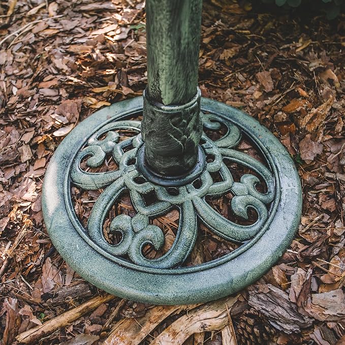 Backyard Expressions Outdoor Garden Bird Bath - Mint Green - Weather Resistant Polyresin - 27 Inch