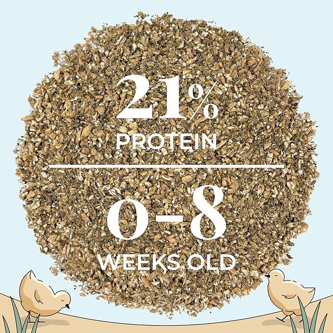 Mile Four Organic Chicken Feed (23 lbs) Starter Chick Mash, Non-GMO, USA Grown, 21% Protein, Corn-Free, Soy-Free, Non-Medicated Chick Feed