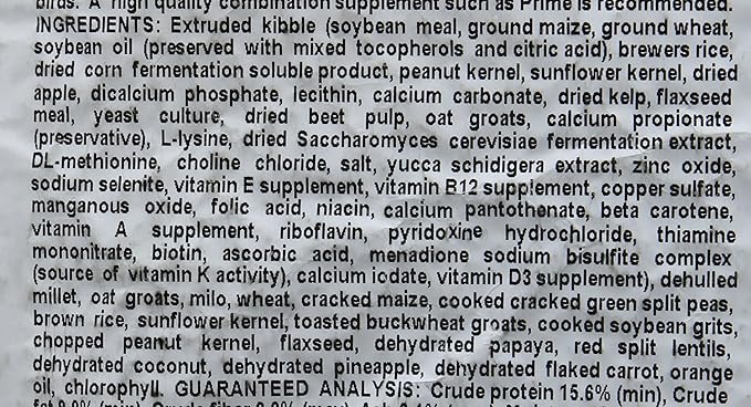 Hari Tropimix Bird Food for Cockatiels and Lovebirds, Hagen Parrot Food with Seeds, Fruit, Vegetables, Vitamins & Amino Acids, 8 Pound (Pack of 1)