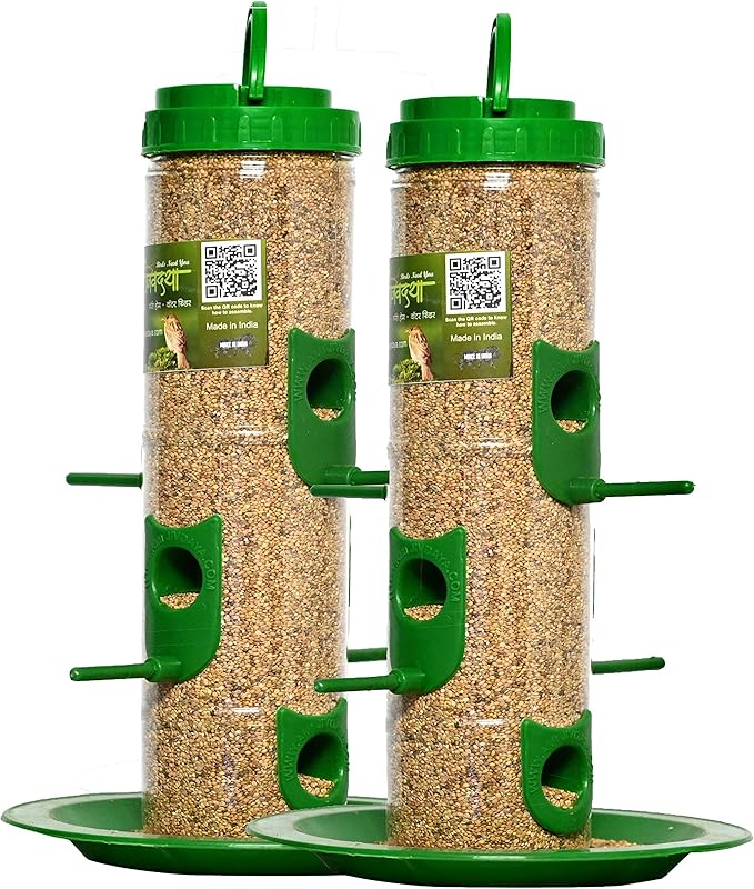 Bird Feeder for Bird Food Large 2 Piece_Green