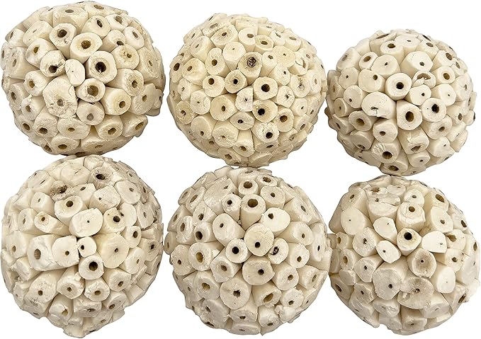 5103 Big Sola Bird Balls Pk9 - Handmade Natural Wood Bird Foot Toys, Crafted from air Dried sola Wood, Superb Foraging Toys, Easy to chew Apart, Lightweight, Great for Medium and Large Size Birds