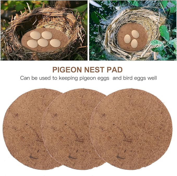 Ipetboom Pigeon Nest Pads 10Pcs 8.5In Breathable Bird Egg Nest Mats Comfortable Palm Fiber Pads for Pigeon Breeding Birdcage Accessories