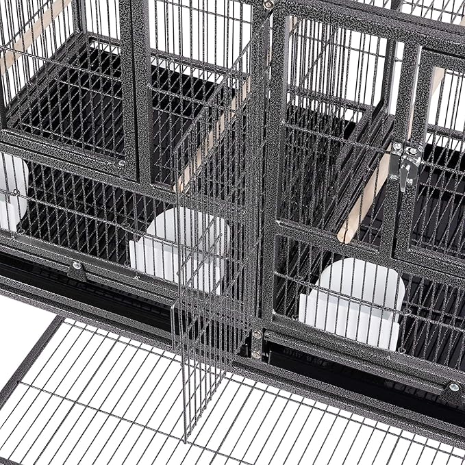 Topeakmart Divided Breeder Parakeet Canary Lovebird Finch Budgie Bird Cages W/Rolling Stand