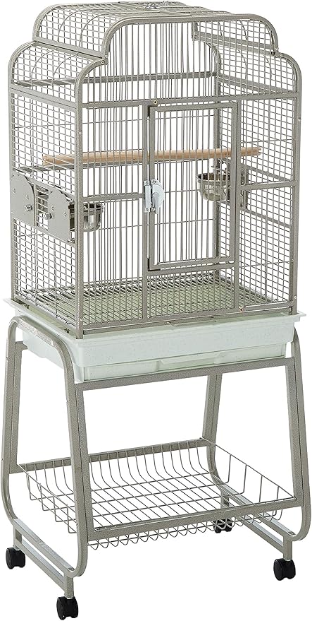 A&E Cage 782217 Platinum Open Victorian Top with Plastic Base Bird Cage, 22" x 17"