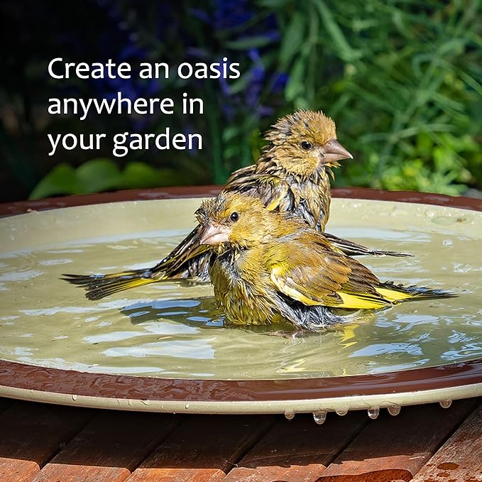 Jacobi Jayne Bird Bath for Garden Birds Anyplace™ Bird Bath - Ceramic Garden Bird Bath and Wildlife Drinker - Perfect Birdbath for Garden. Bird Water Feeder and Bird Bath Bowl. Birdbaths & Supports