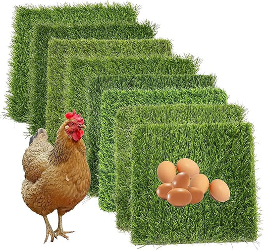 KuGuo Soft Plastic Fake Lawn Chicken Nesting Boxes Pads Chicken Bedding 12 x 12 inches (Mix Grass Style Mixed pack-6PCS)
