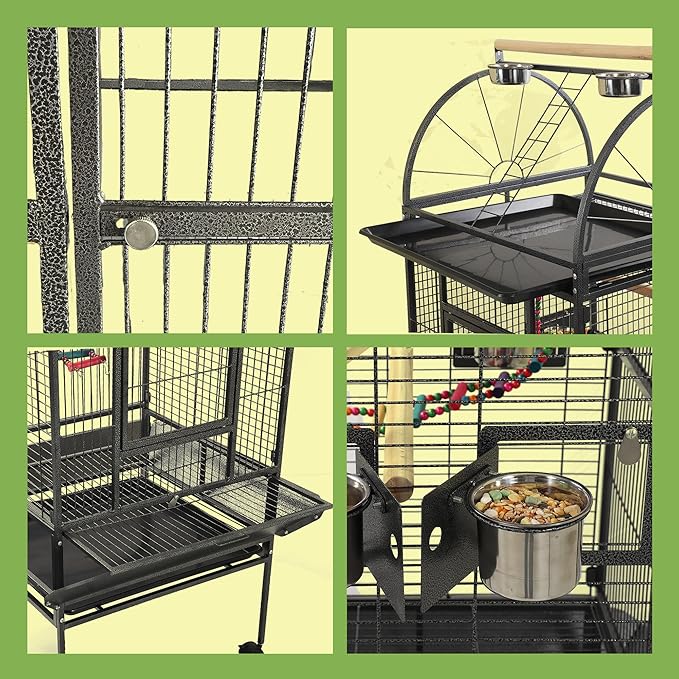 68'' Large Parrot Cage, Large Bird Cages for Parrots,Conure Cage for Birds, Cockatiel Cage with Play Top,Feeders,Slide-Out Tray,Seed Catcher,Birdcage Toys for Cockatoo,African Grey,Lovebird