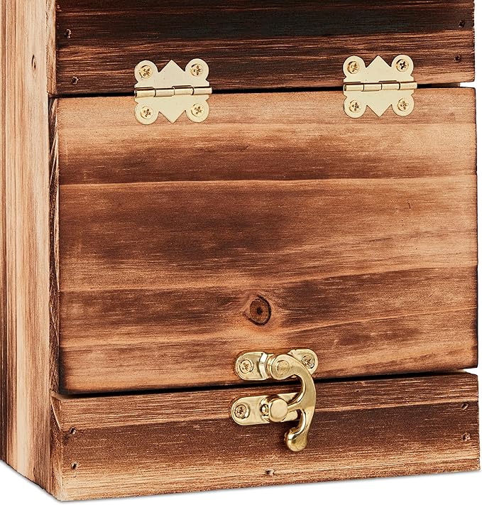 Cleaning Flap Bird Nesting Box with Burnt Effect for Outdoors