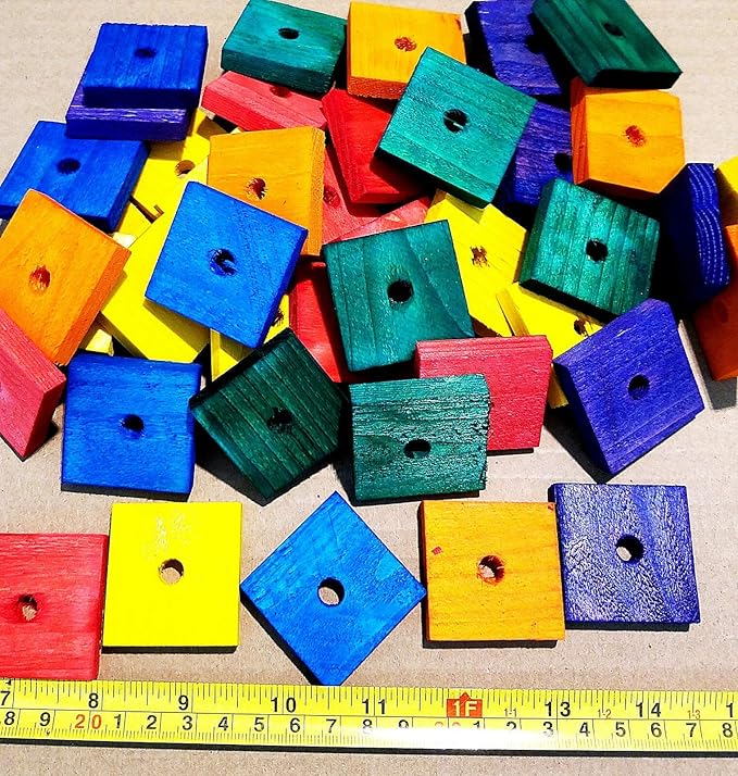 Wood Wooden 50 Slim Blocks Bird Parrot Cage Toys Parts for Quaker Amazon Love Birds